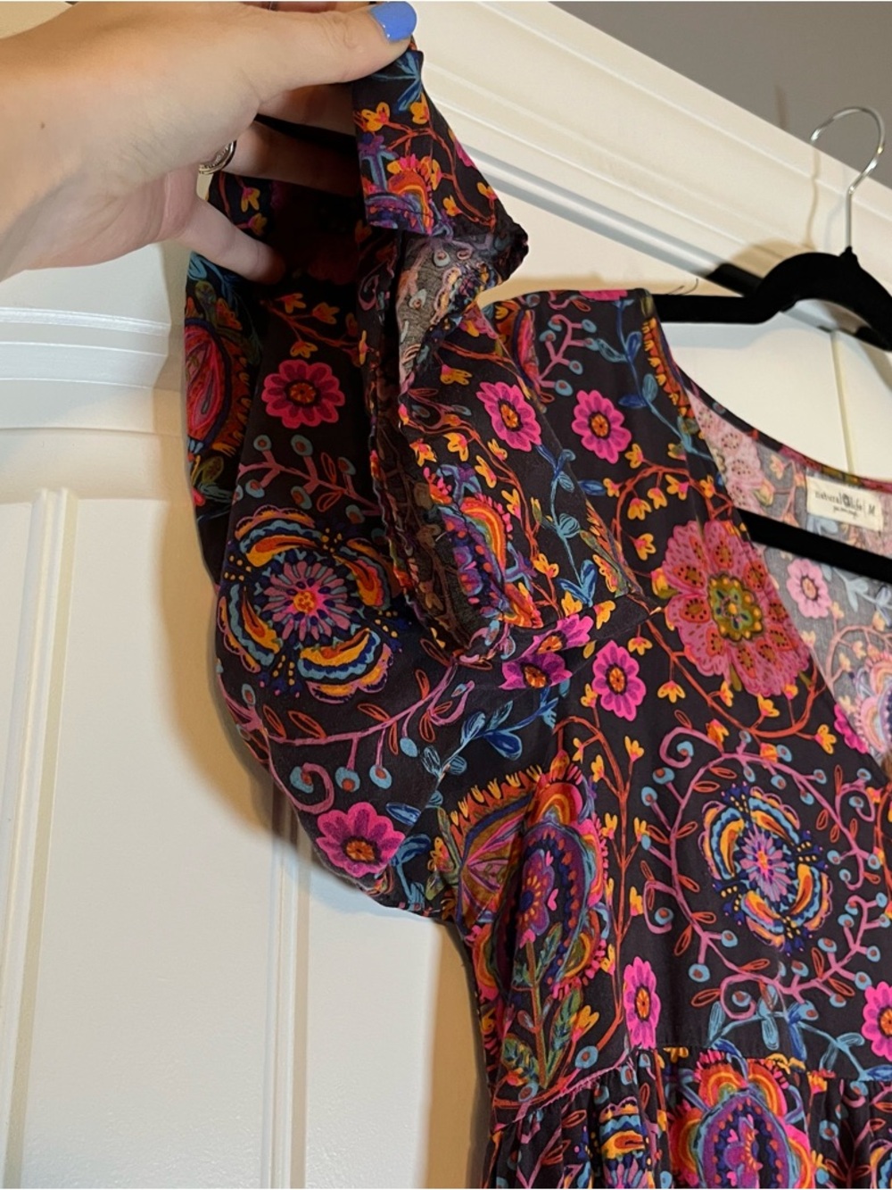 Natural Life Charlotte Midi Dress Size Medium Bell Sleeve Floral Flowy Boho - Picture 4 of 8